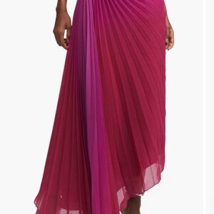 Mango Ombré Pleated Asymmetric Hem Skirt